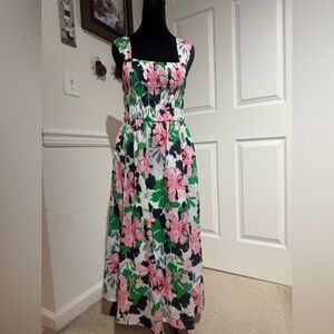Tommy Hilfiger Pink and Green Floral Maxi Dress